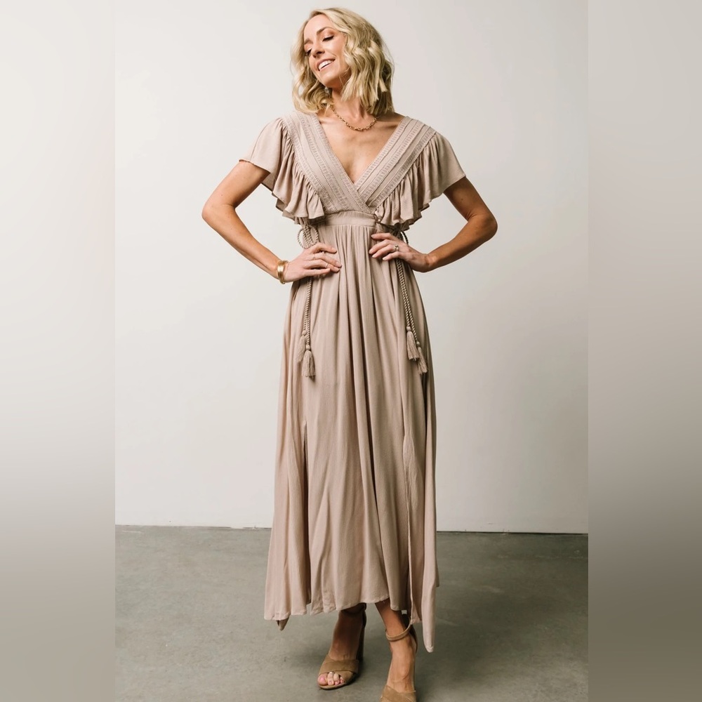 Mauve Baltic Born Jennifer Deep V Maxi Dress